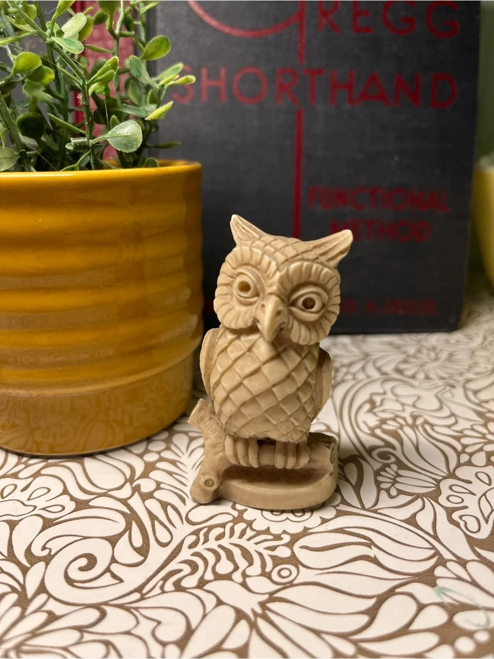 Handcrafted Owl Figurine - Cream Decorative Accent - Made in Italy